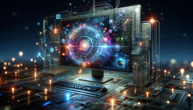 image of computer screen with ai screen on it connected to a big energy source